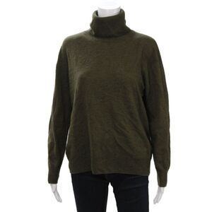 Zara Women Pullover Turtleneck Wool Sweater Army Green Long Sleeve Size M